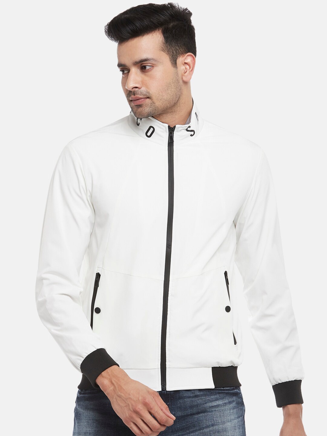 

SF JEANS by Pantaloons Men White Bomber Jacket