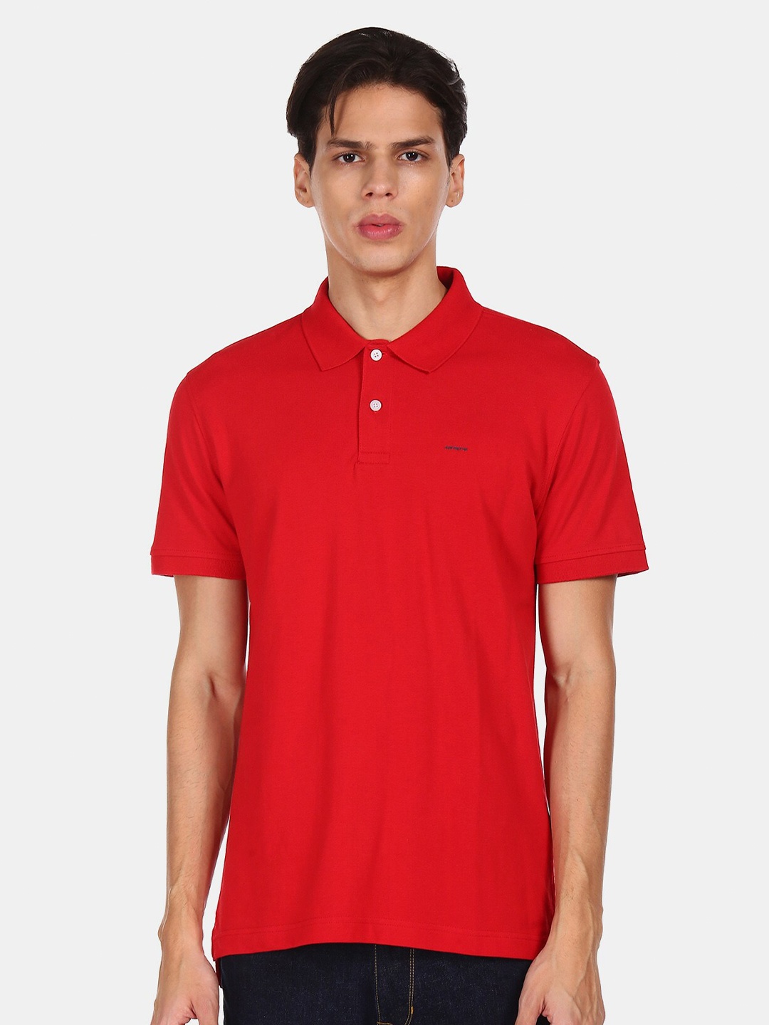 

Arrow Sport Men Red Polo Collar Cotton T-shirt