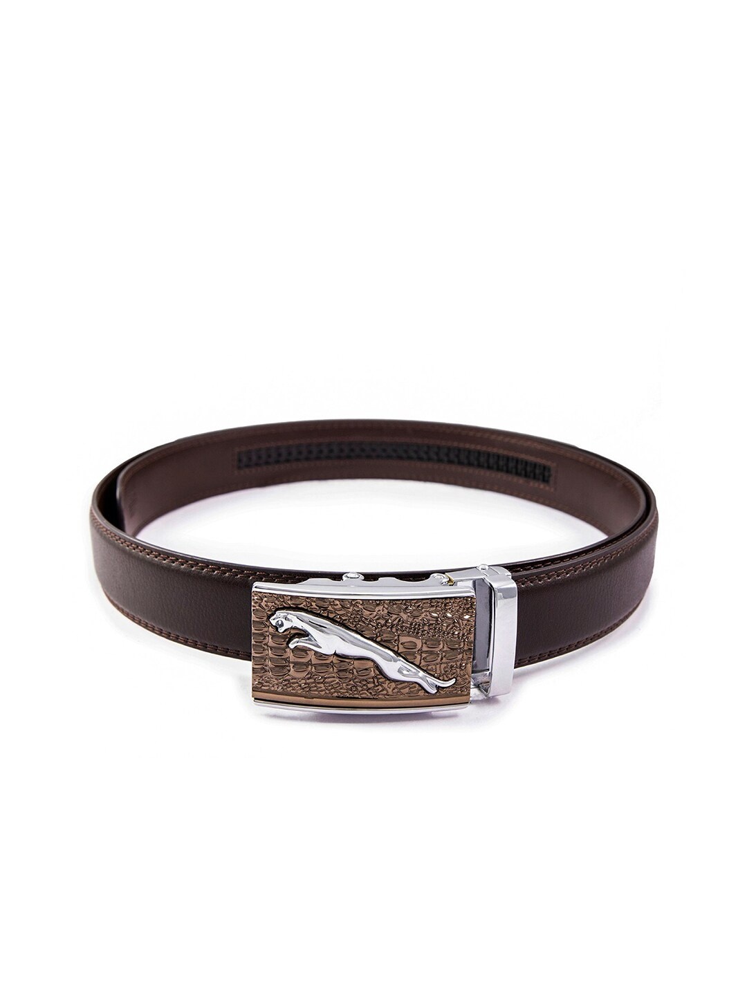 

BANGE Men Brown Textured Leather Belt