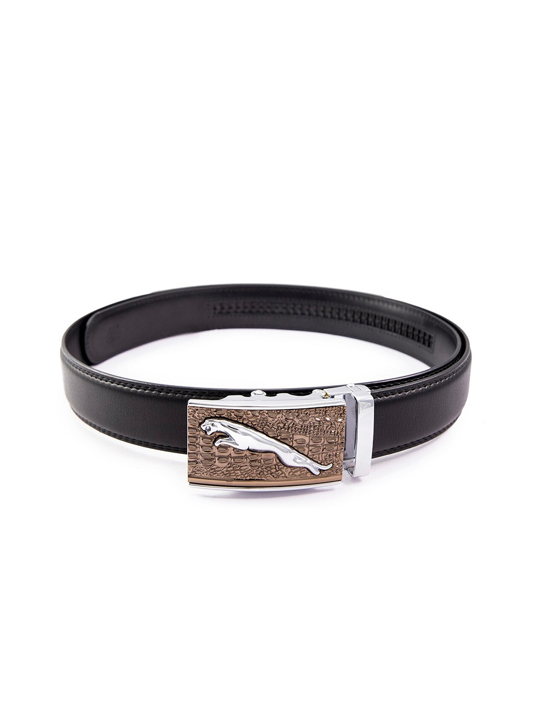 

BANGE Men Black Textured Leather Belt