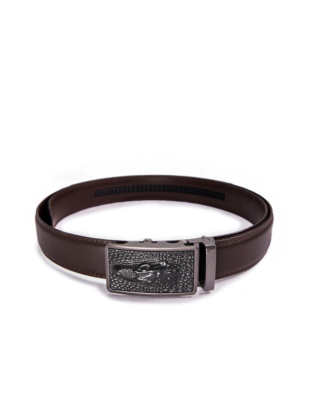 

BANGE Men Brown Textured Leather Belt