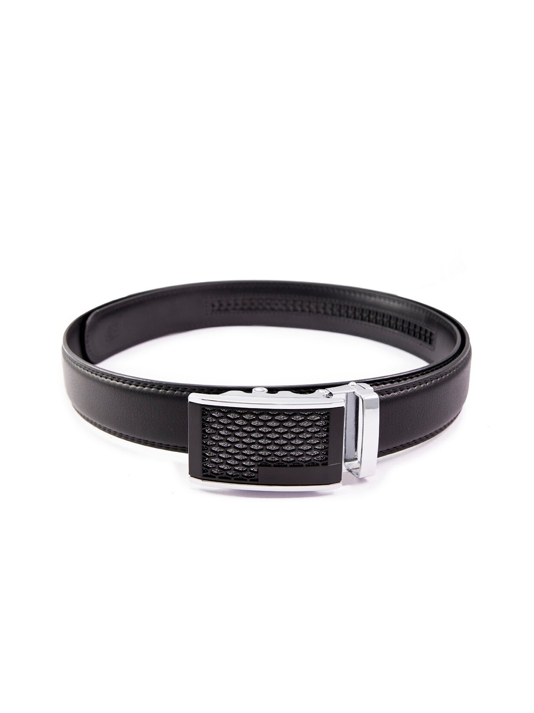 

BANGE Men Black Textured Leather Belt