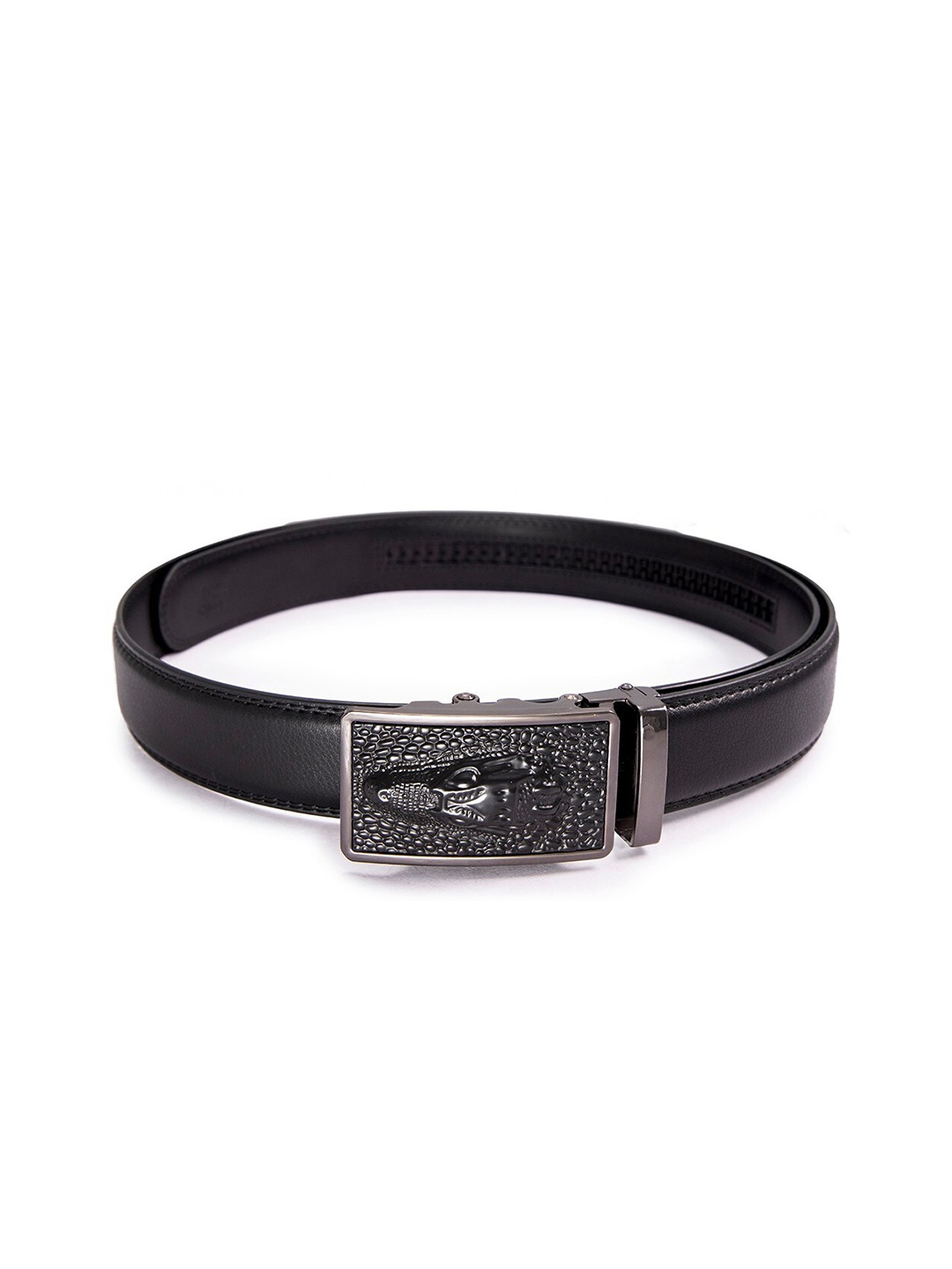 

BANGE Men Black Textured Leather Belt