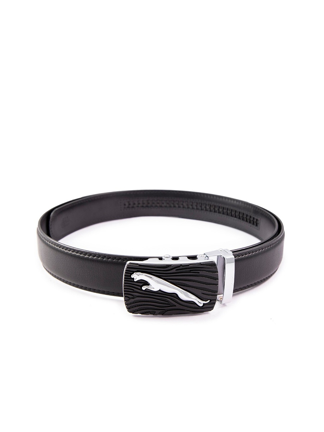 

BANGE Men Black Textured Leather Belt