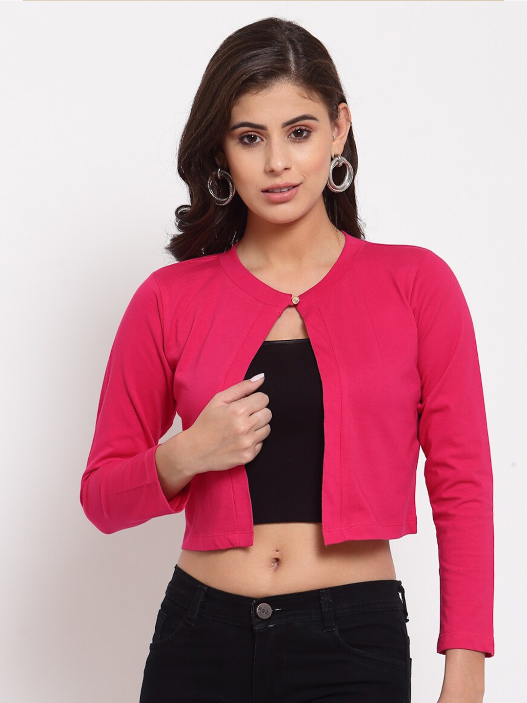 

Style Quotient Women Fuchsia Pink Crop Shrug