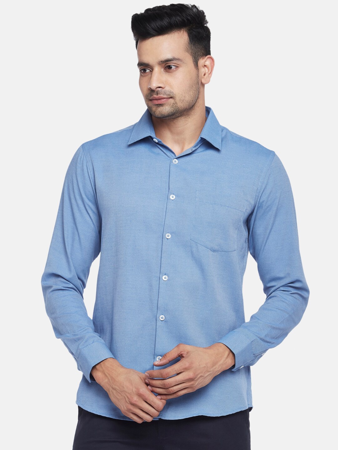 

BYFORD by Pantaloons Men Blue Slim Fit Opaque Casual Shirt