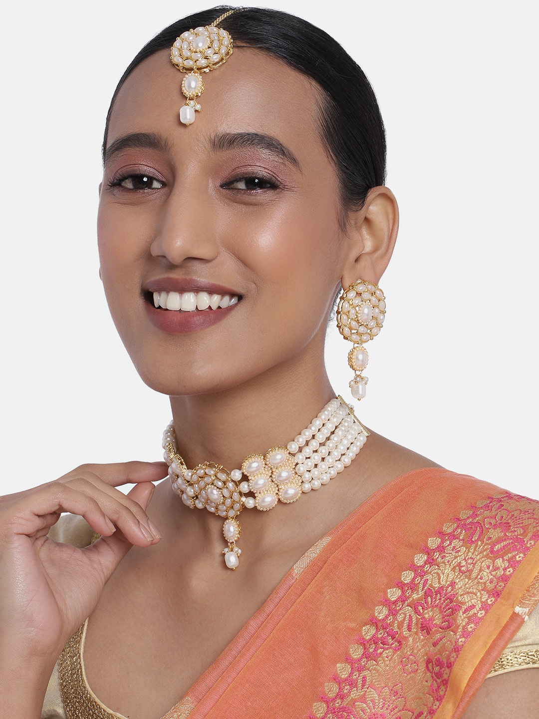 

Peora White Gold-Plated Pearl Beaded Jewellery Set
