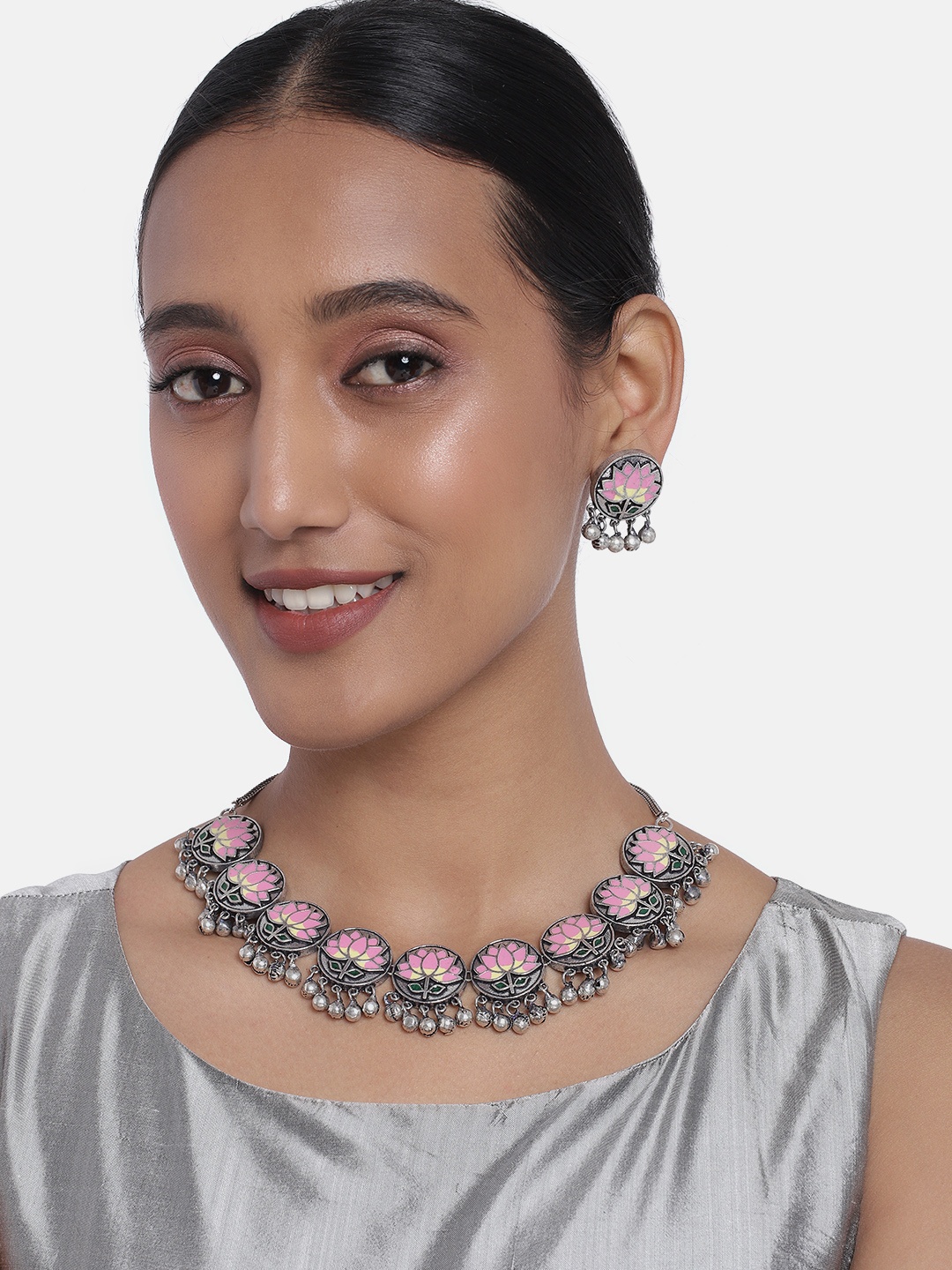 

Peora Original Handcrafted Pink Meenakri Jewellery Set