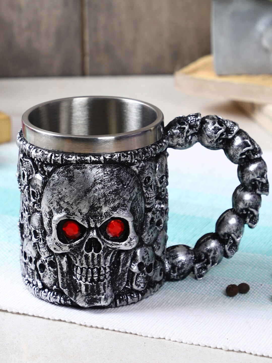 

TIED RIBBONS Black & Silver Textured Skull Coffee Cups & Mugs