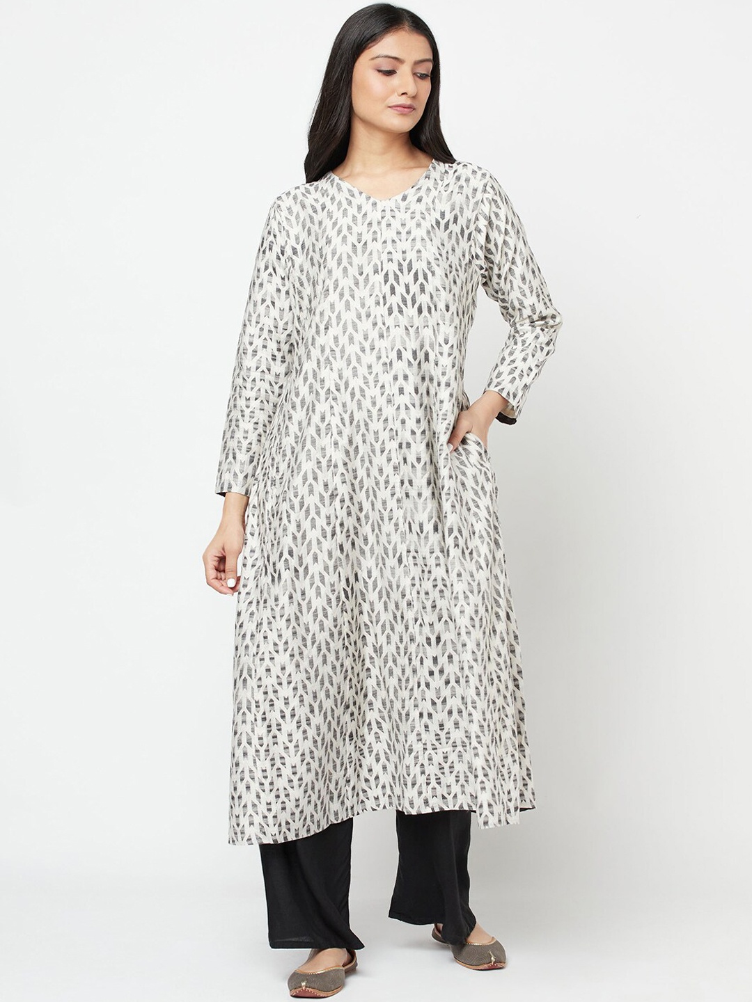 

Fabindia Women Beige Printed Kurta