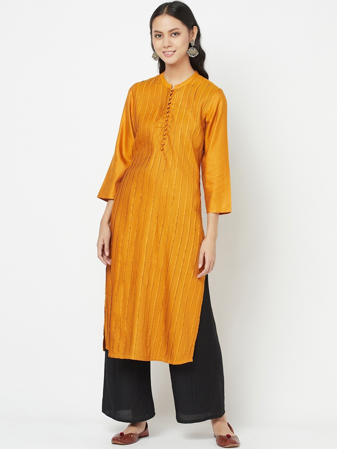 

Fabindia Women Mustard Yellow Kurta