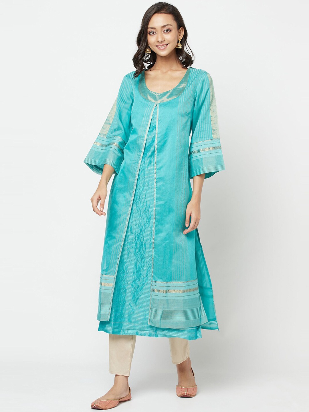 

Fabindia Women Blue Layered Kurta