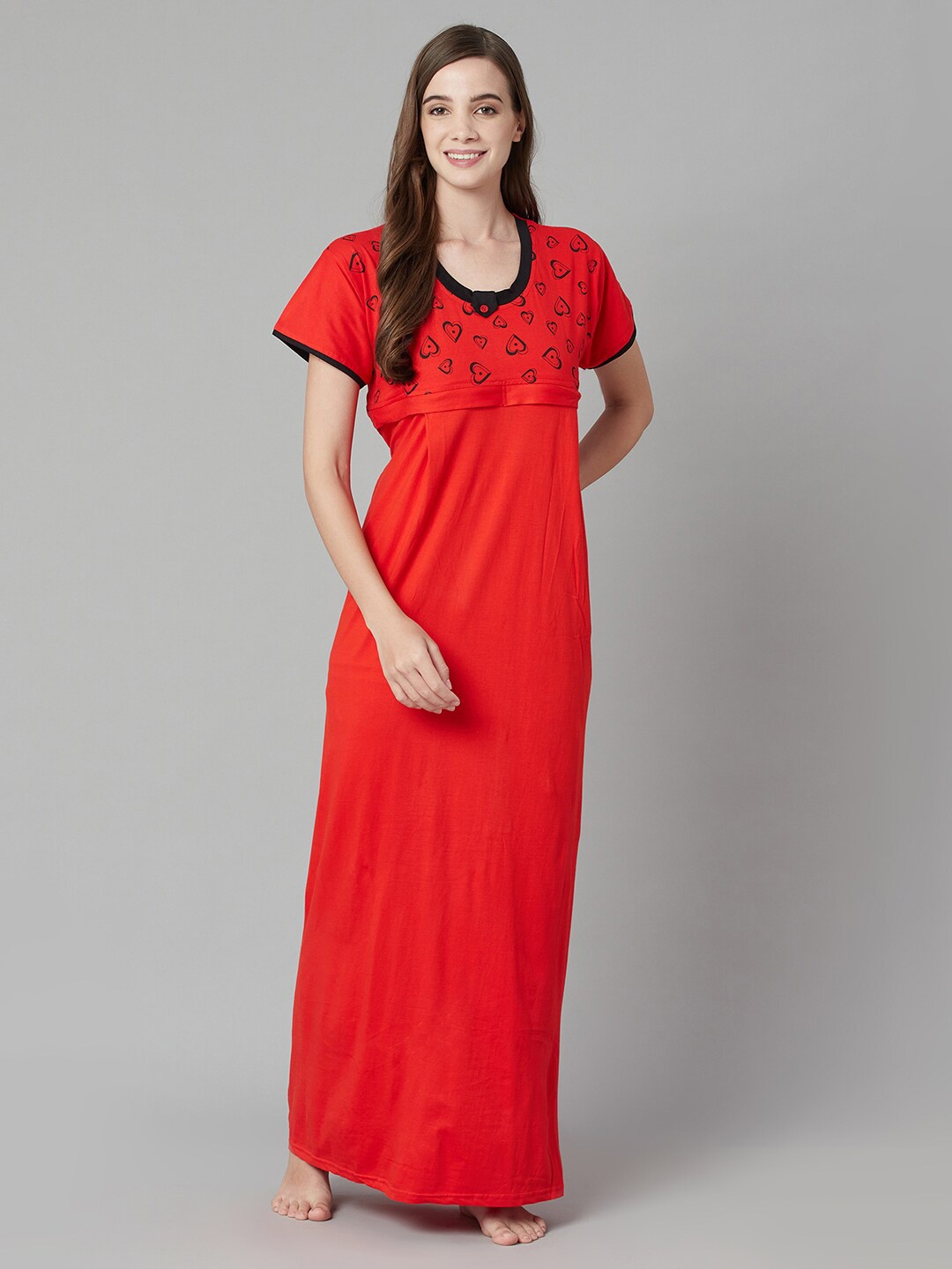 

TRUNDZ Red Organic Cotton Maxi Nightdress