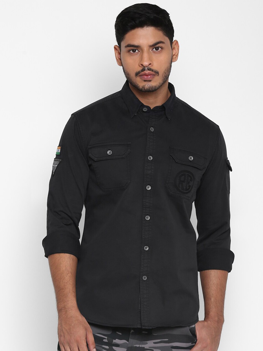 

Royal Enfield Men Black Opaque Casual Shirt