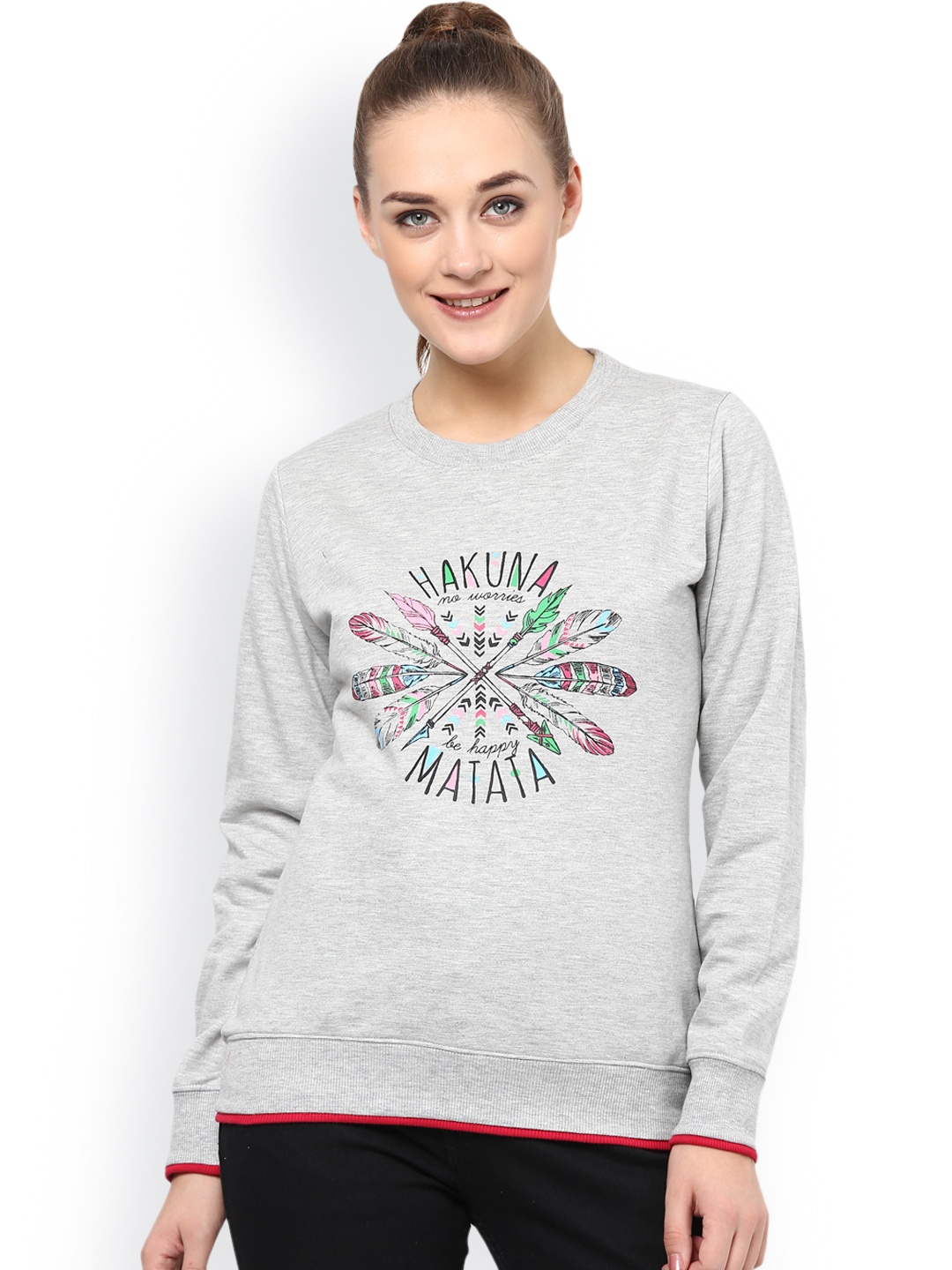 

Cayman Grey Melange Printed Sweatshirt