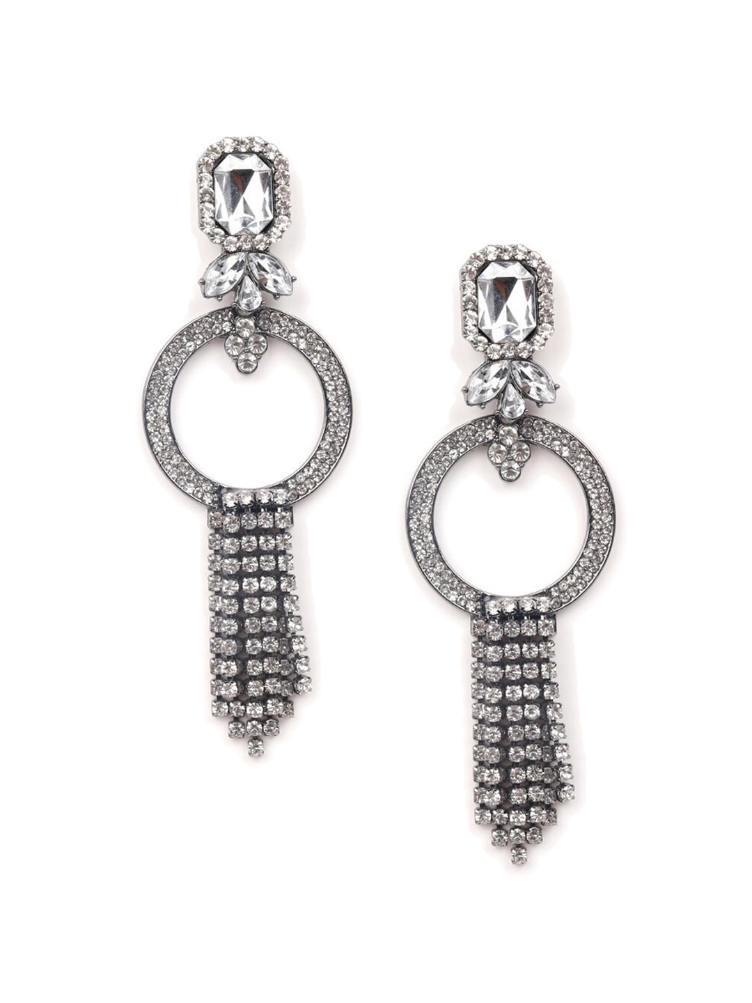 

ODETTE Silver-Toned Contemporary Drop Earrings
