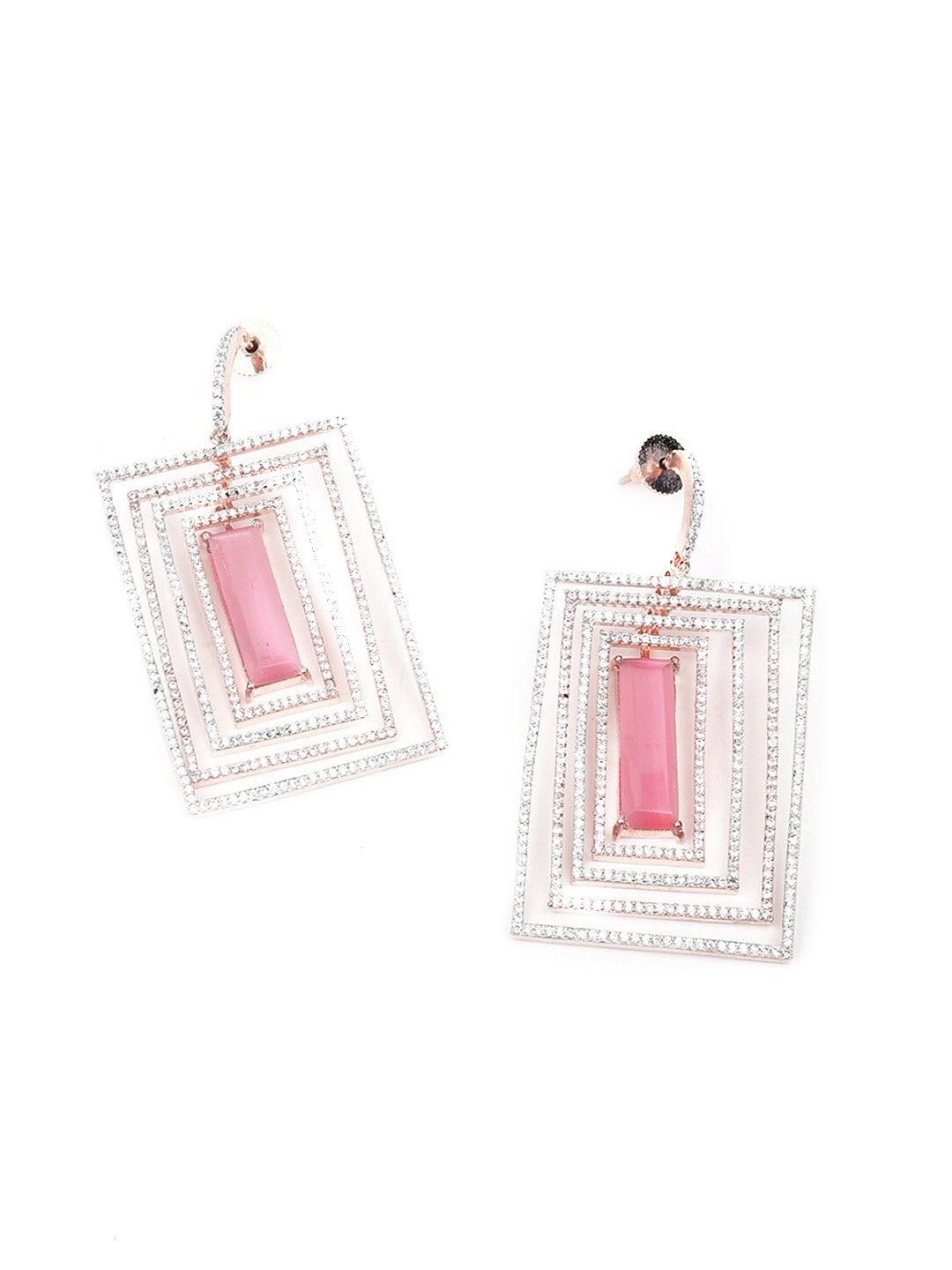 

ODETTE Pink Oval Drop Earrings