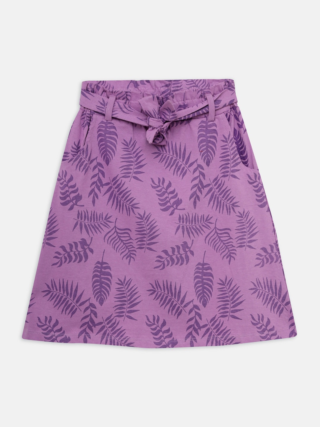 

THETA Girls Purple Pure Cotton Printed A-Line Three-Fourth Skirt