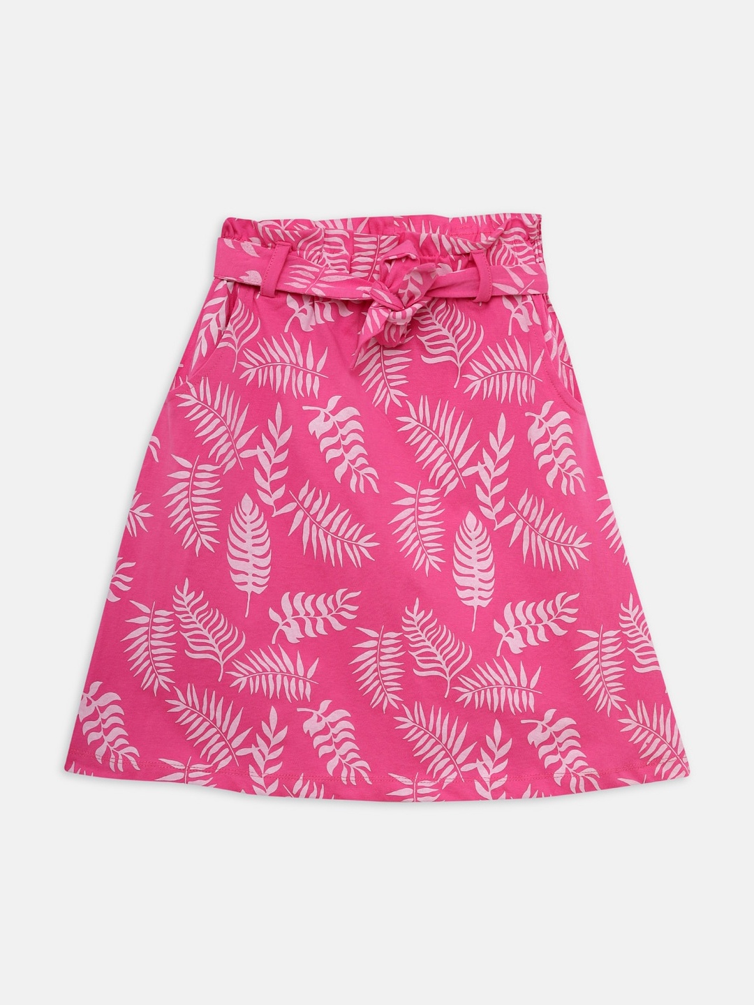 

THETA Girls Pink & White Printed Pure Cotton A-line Skirt