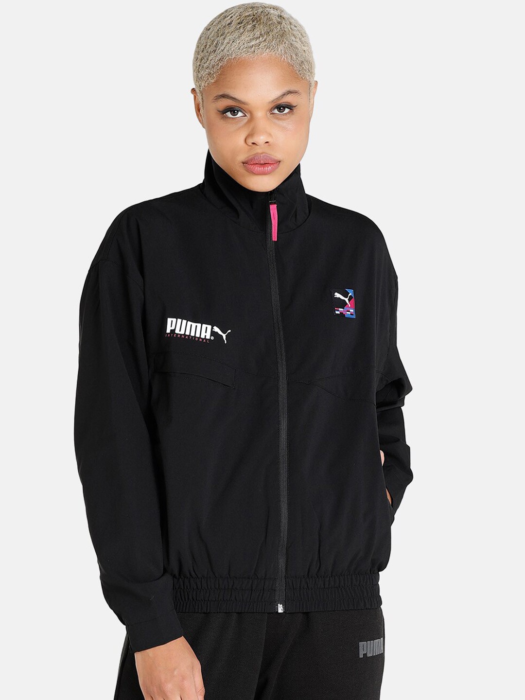 

Puma Women Black Brand Logo Outdoor Sporty Jacket