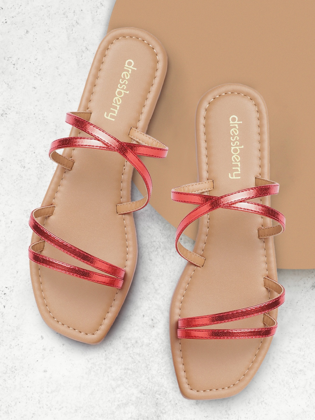 

DressBerry Women Red Open Toe Flats