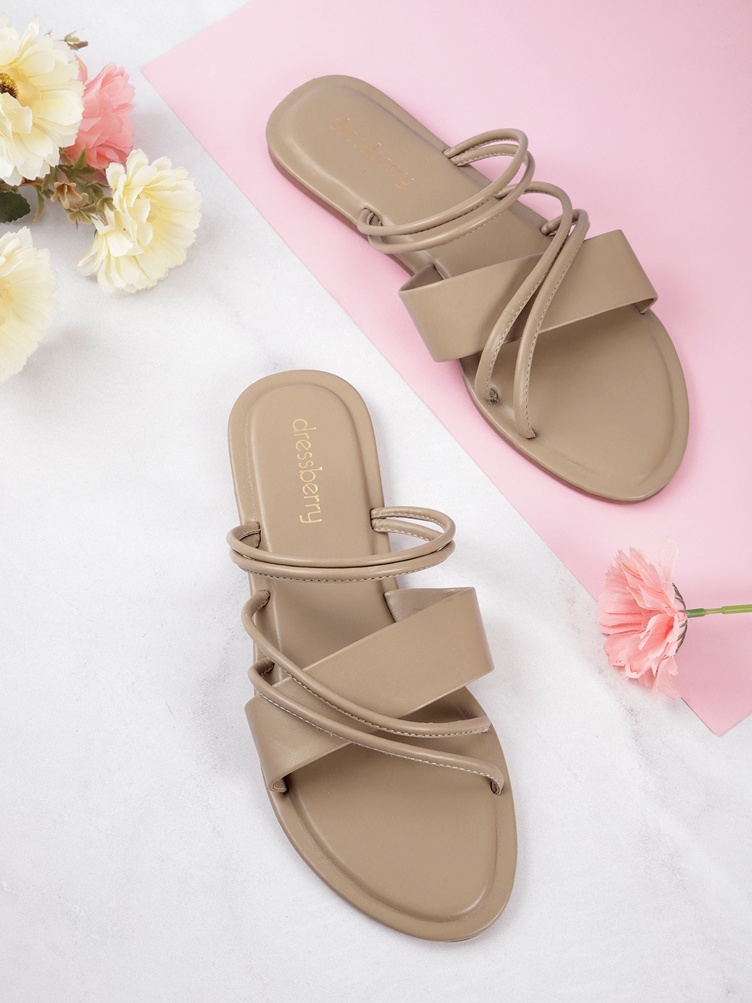 

DressBerry Women Khaki Open Toe Flats