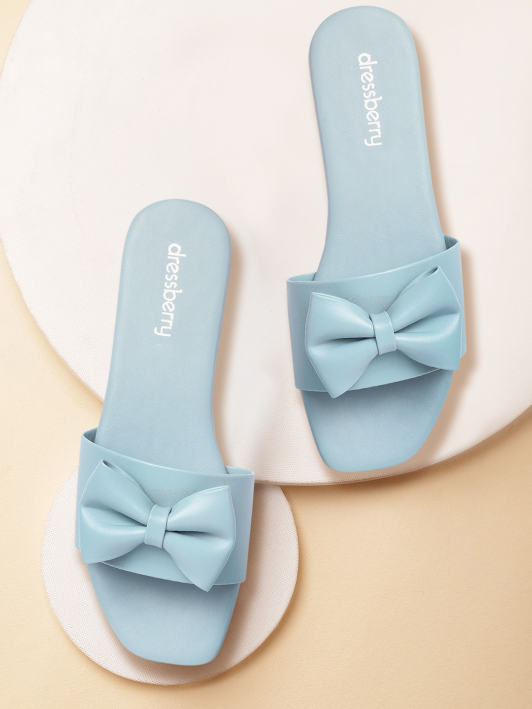 

DressBerry Women Blue Open Toe Flats with Bows