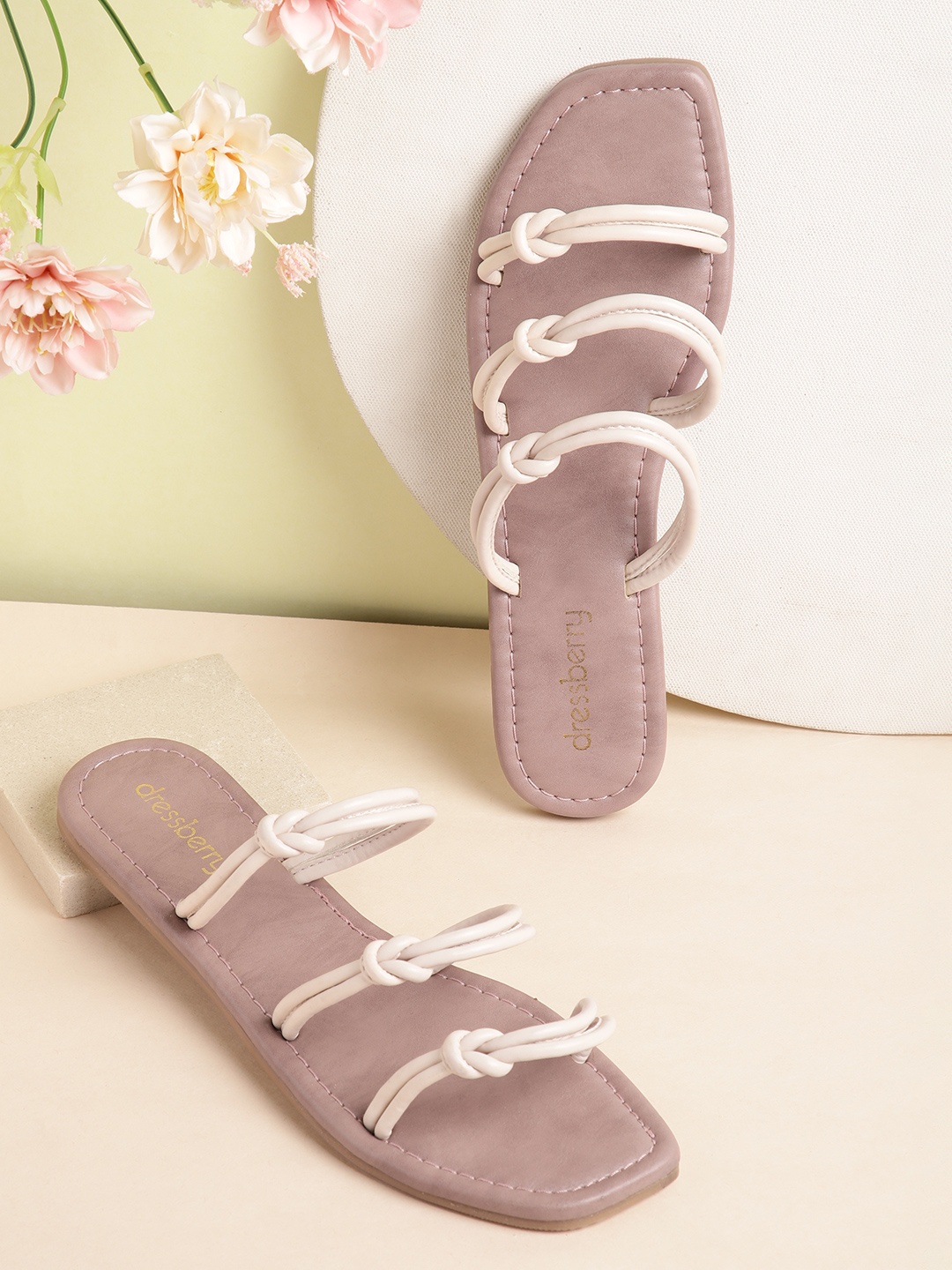 

DressBerry Women Beige Open Toe Flats