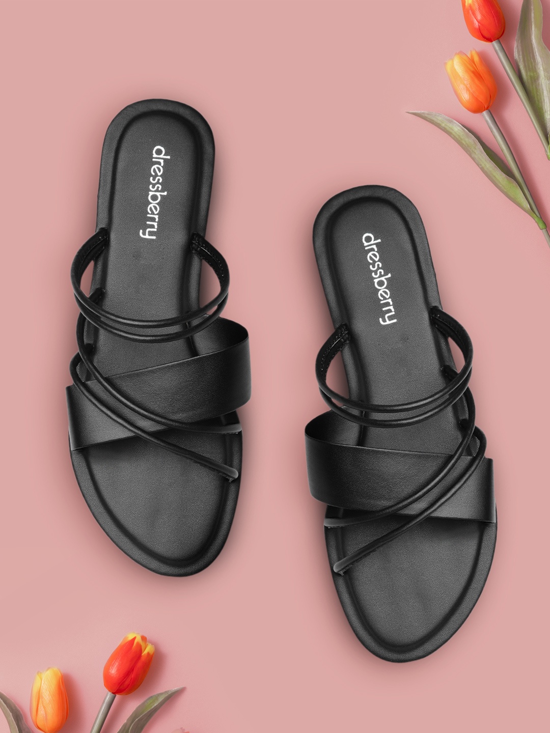 

DressBerry Women Black Open Toe Flats