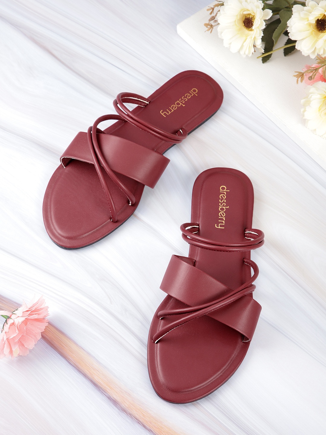 

DressBerry Women Maroon Open Toe Flats