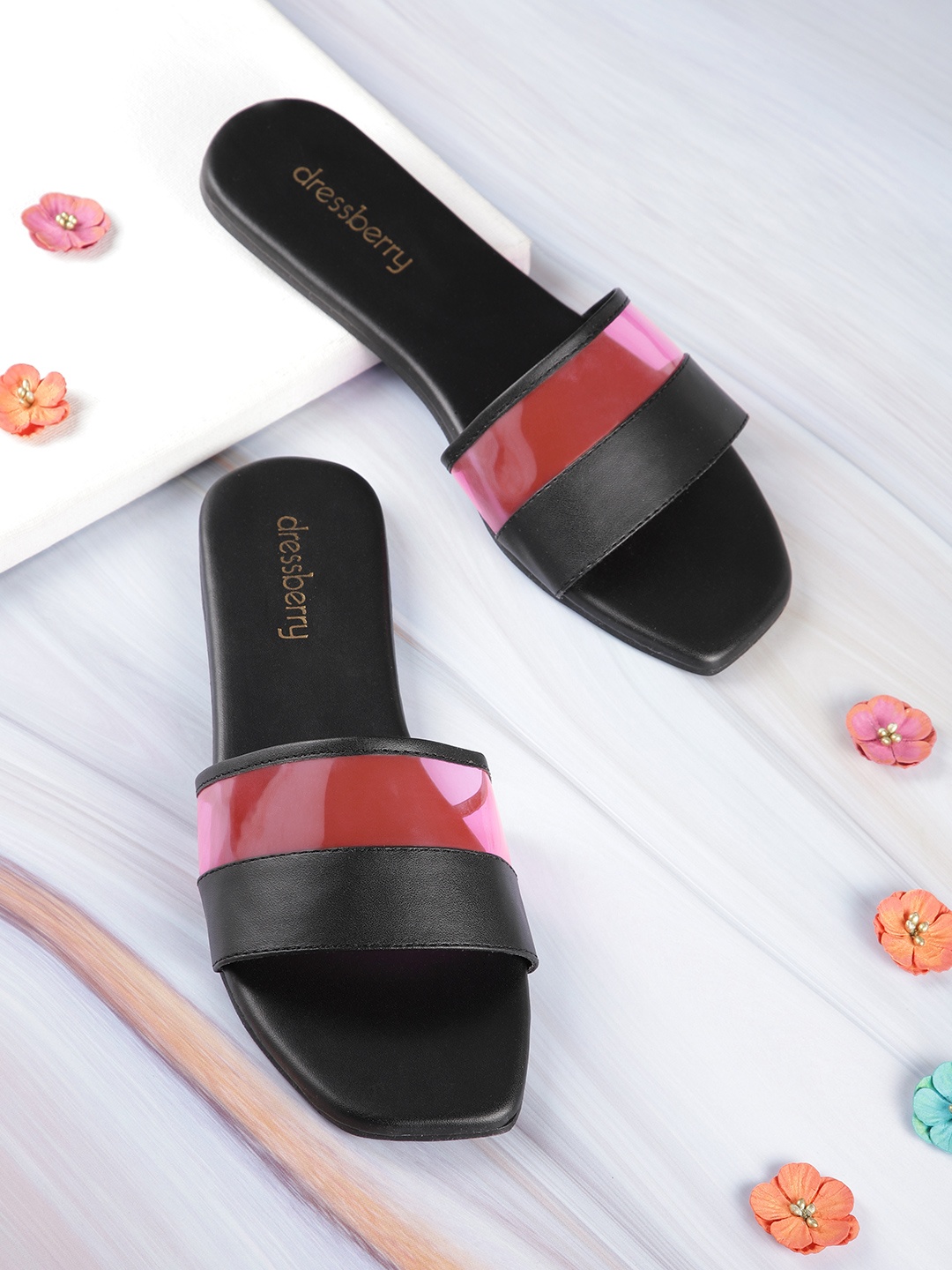 

DressBerry Women Pink Open Toe Flats
