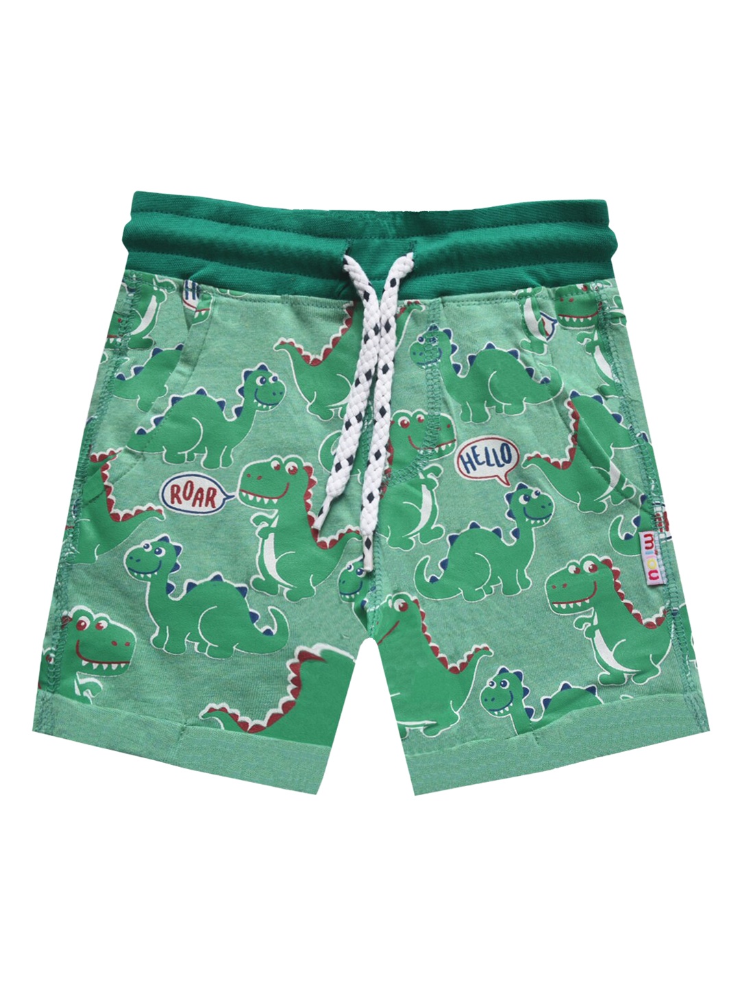 

milou Boys Green Printed Regular Shorts