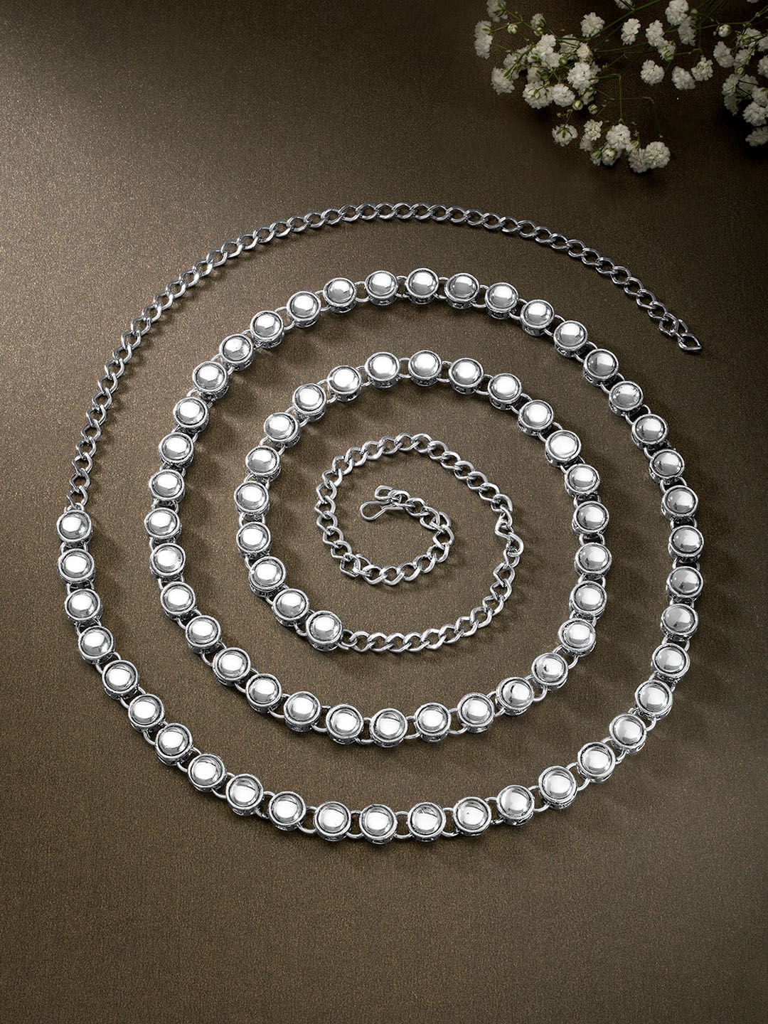 

Peora Silver-Plated Kundan Studded Embellished Kamarbandh