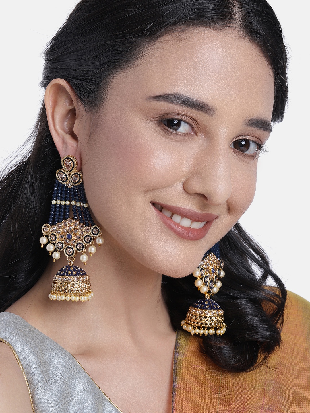 

Peora Blue & Gold-Toned Classic Drop Earrings