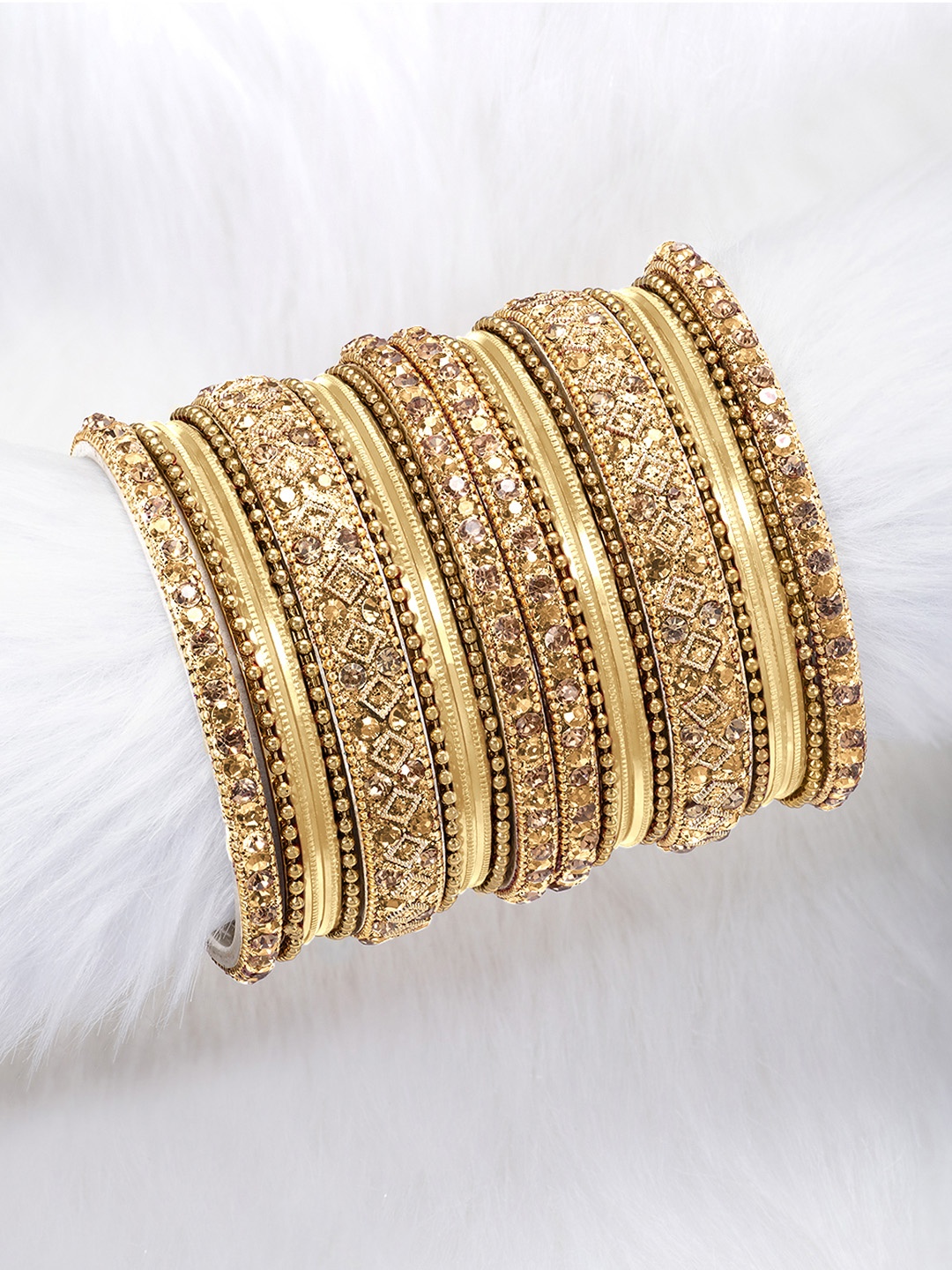 

Peora Set of 22 Golden Gold Plated Bridal Chuda Bangles