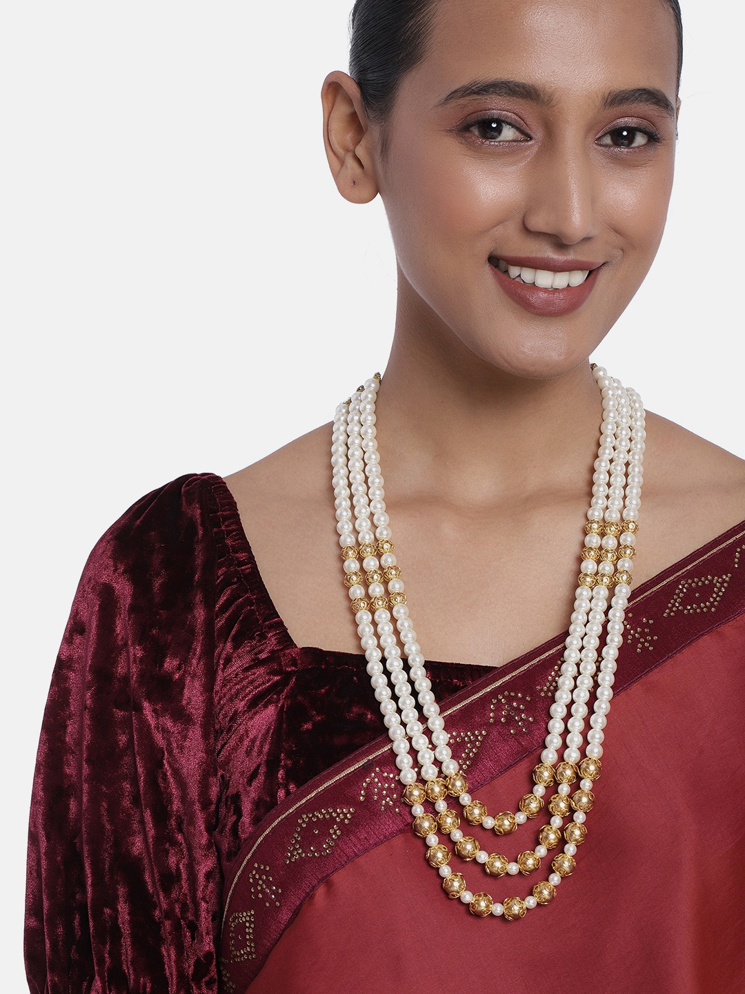 

Peora Champagne & White Gold-Plated Layered Necklace