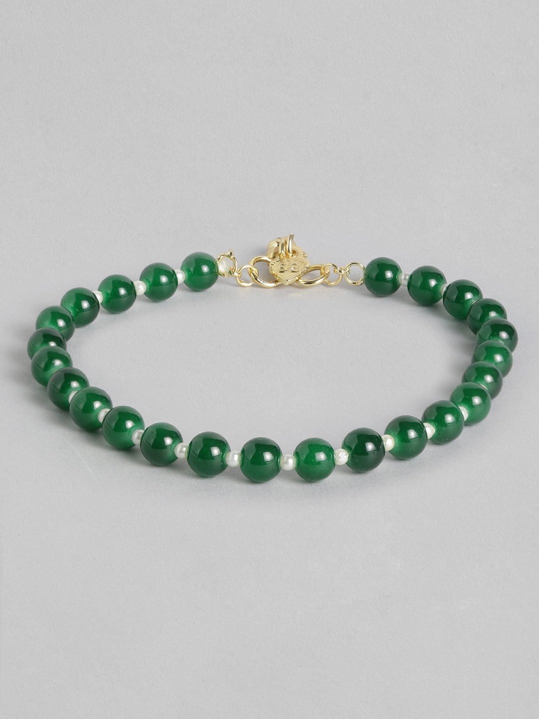 

Peora Green & White Beaded Handcrafted Anklets