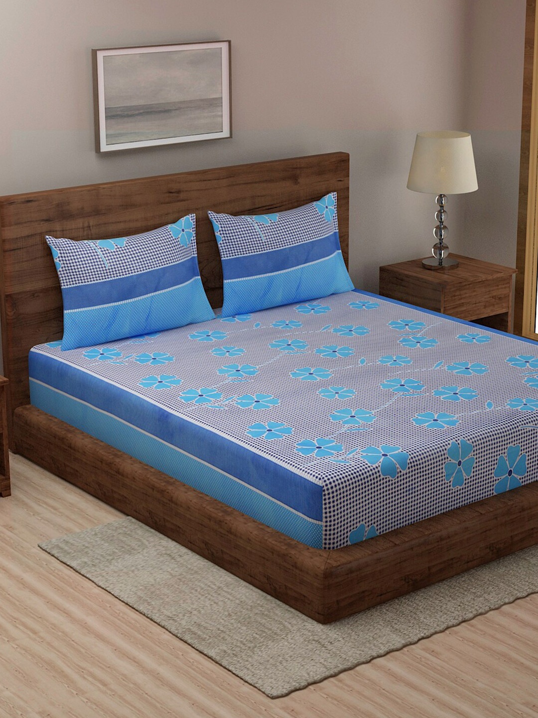 

TAG 7 Grey & Red Ethnic Motifs 210 TC 2 King Bedsheet with 4 Pillow Covers