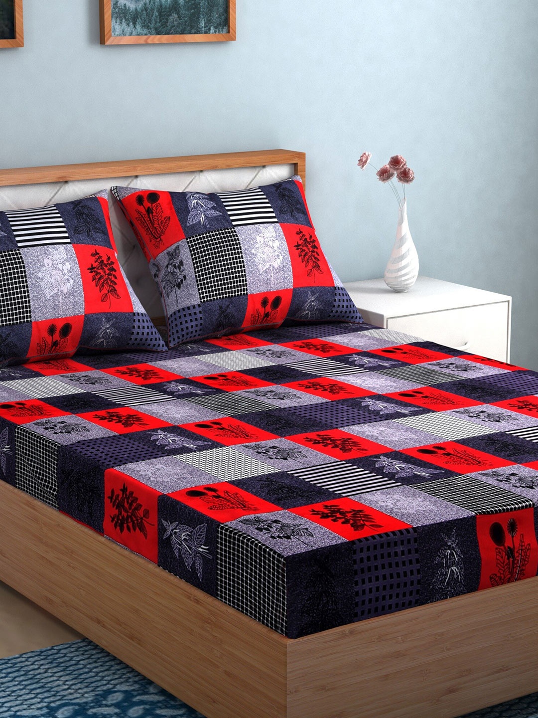

TAG 7 Multicoloured Geometric 210 TC 2 King Bedsheet with 4 Pillow Covers, Multi