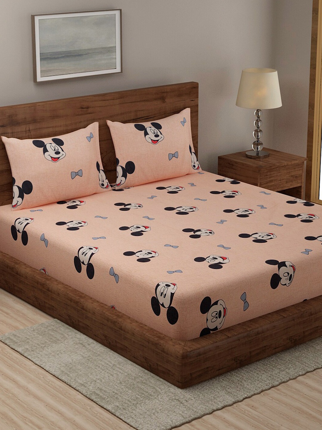 

TAG 7 Beige & Red Cartoon Characters 210 TC 2 King Bedsheet with 4 Pillow Covers