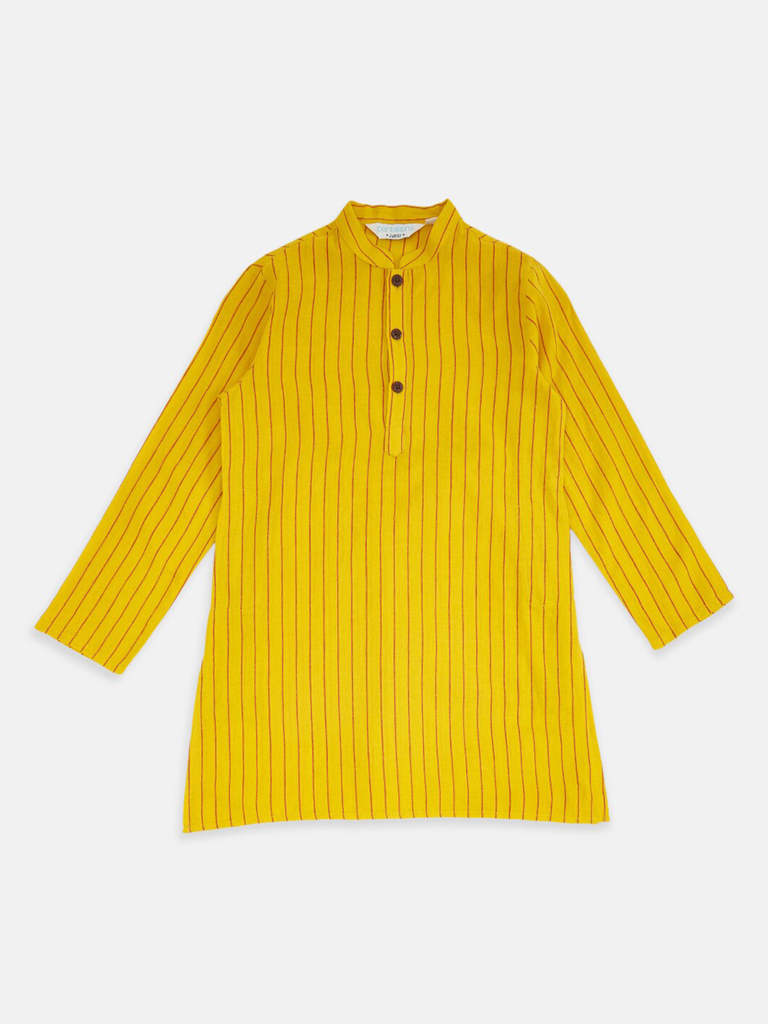 

indus route by Pantaloons Boys Mustard Yellow & White Pure Cotton Kurta with Pyjamas