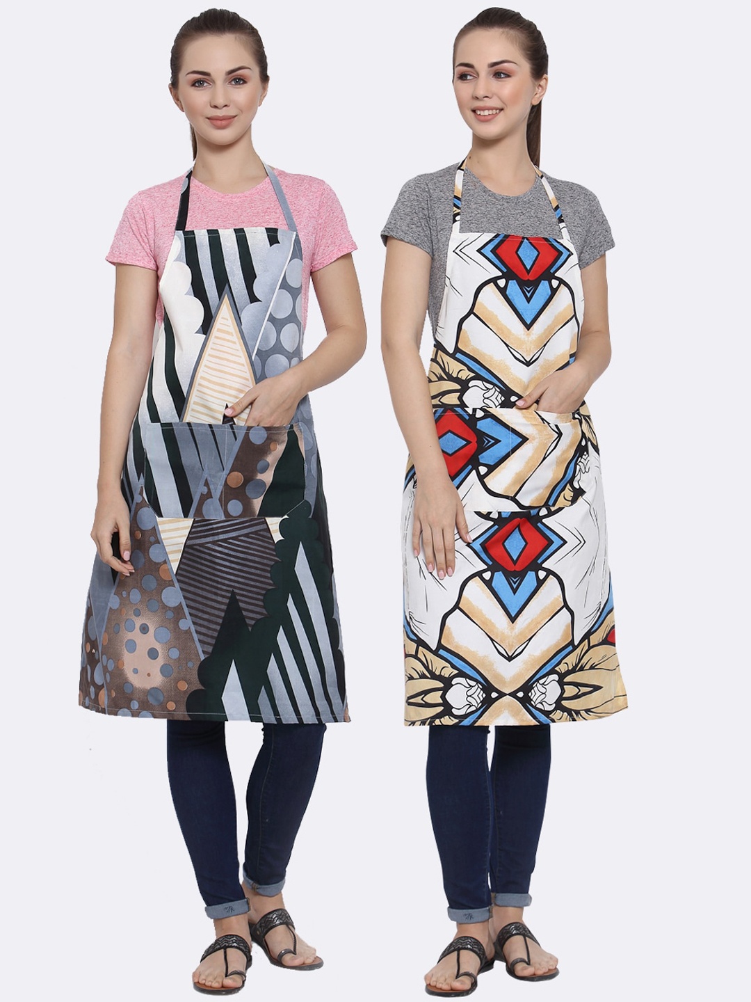 

Arrabi Multicoloured Pack of 2 Printed Aprons, Multi