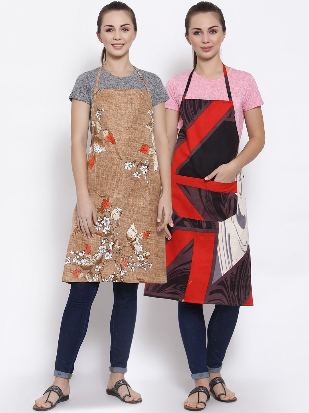 

Arrabi Pack Of 2 Multicoloured Printed Aprons, Multi