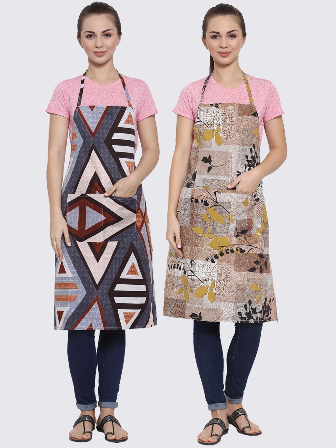 

Arrabi Multicoloured Pack of 2 Printed Aprons, Multi