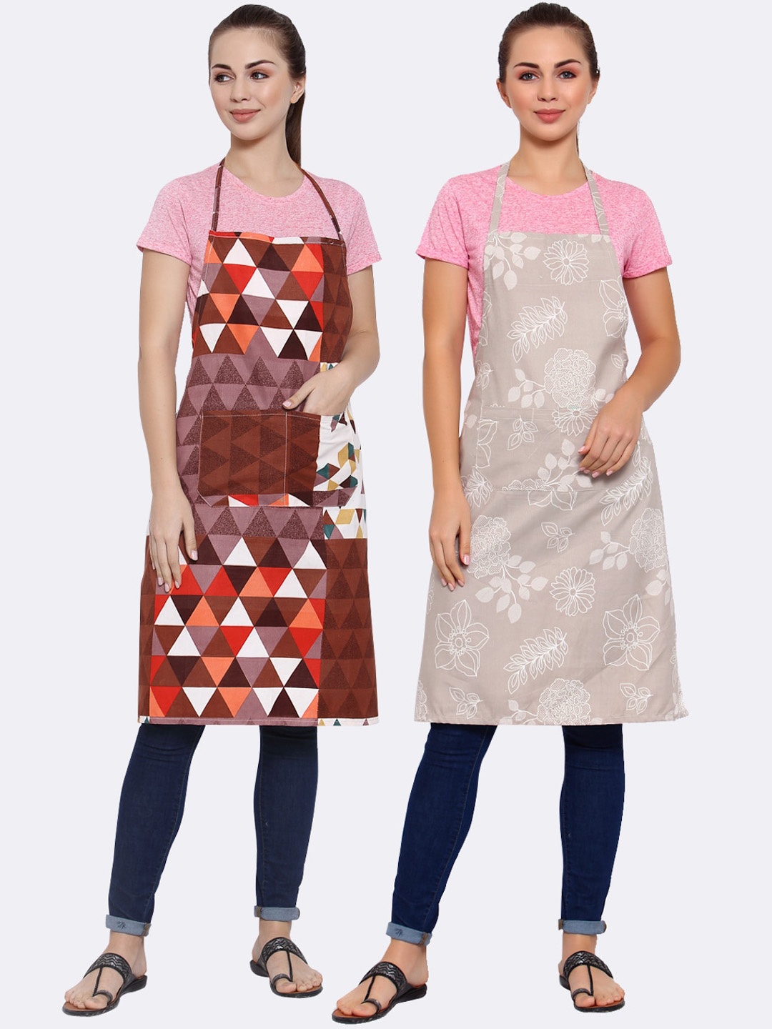 

Arrabi Pack Of 2 Multicoloured Printed Aprons, Multi