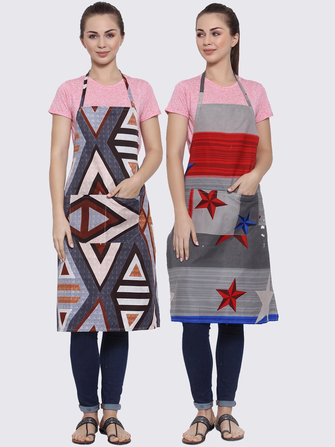 

Arrabi Multicoloured Pack of 2 Printed Aprons, Multi