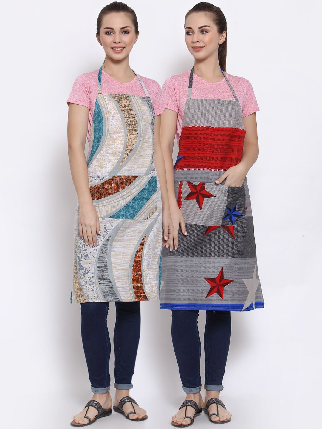 

Arrabi Pack Of 2 Multicoloured Printed Aprons, Multi