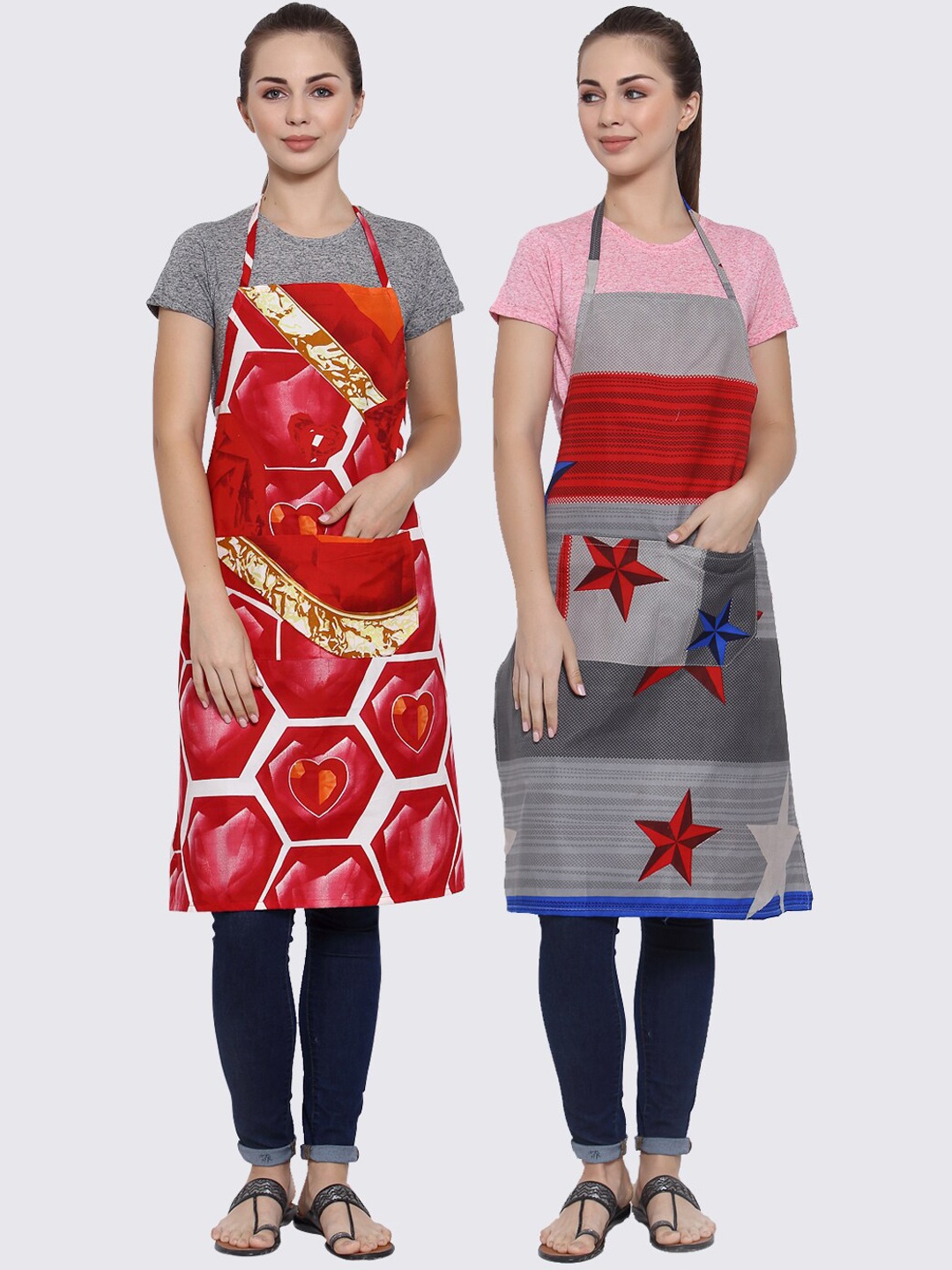 

Arrabi Pack of 2 Multicolored Printed Apron, Multi