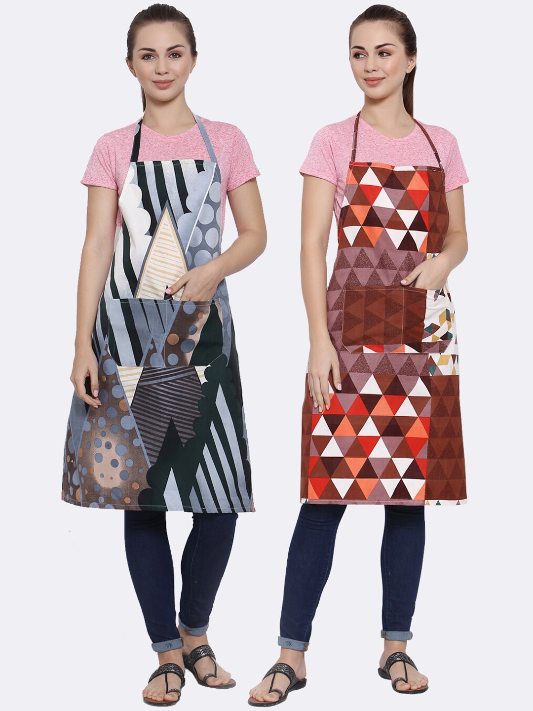 

Arrabi Pack Of 2 Multicoloured Printed Aprons, Multi