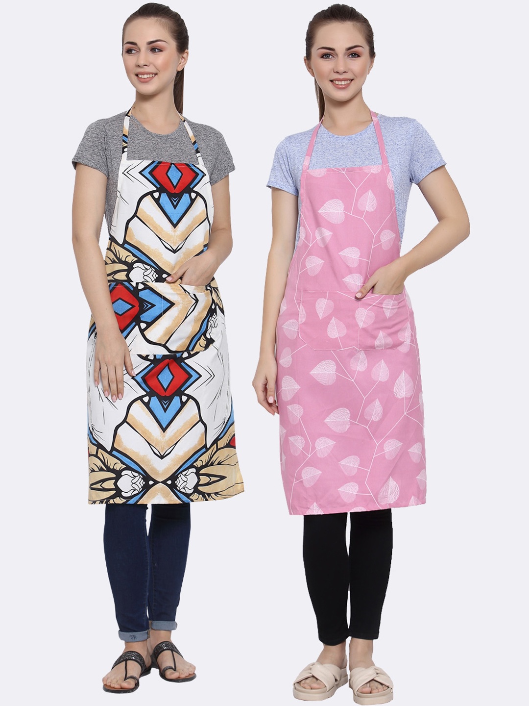 

Arrabi Pack Of 2 Multicoloured Printed Aprons, Multi